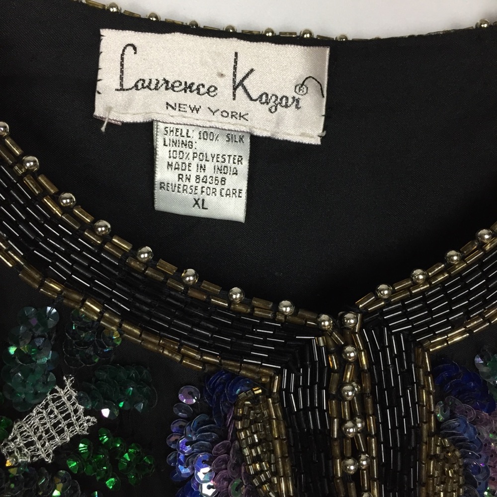 80’s Vintage beaded/sequin silk jacket - Picture 5 of 11